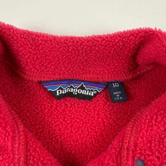 Vintage Patagonia 90s Synchilla Red & Purple Fleece Quarter Button Jacket Small - Picture 6 of 7